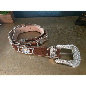 Vtg Wildfire Western Rhinestone Belt Extremely HEAVY